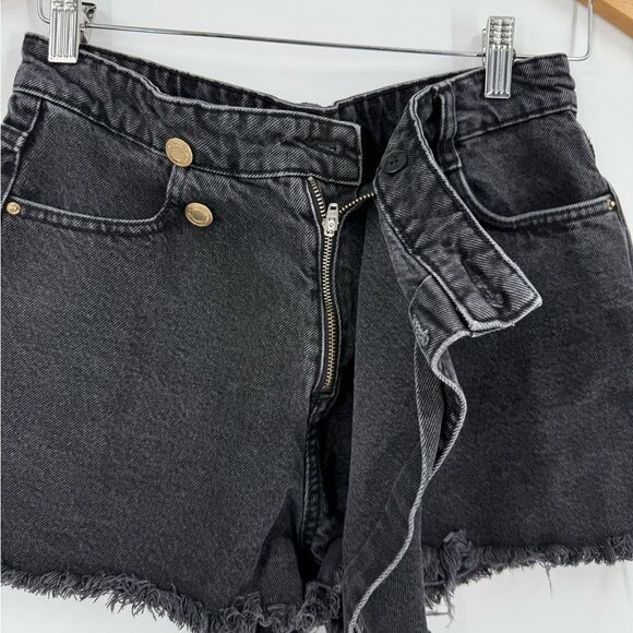 ZARA Asymmetrical Denim Wrap Skort in Black | Size Medium - Picture 6 of 8